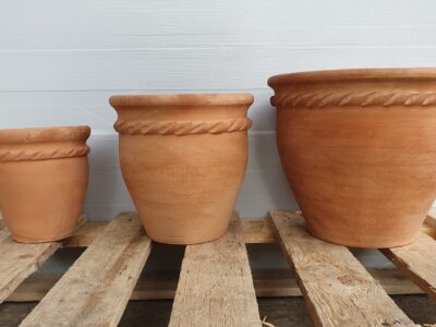 Sets of 3 Patterned Terracotta Pots